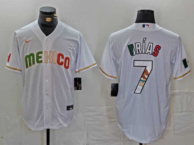 Mens Mexico Baseball #7 Julio Urias 2023 White World Classic Stitched Jerseys->2023 world baseball classic->MLB Jersey